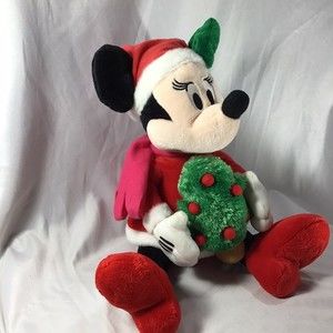 Minnie Mouse Animated 10" Plush Sings Wish You Merry Christmas Disney Works